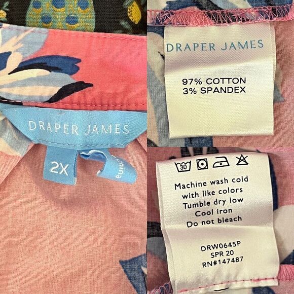 Draper James Women's Size 2X Pink Floral Button Front Tiered Midi Dress Preppy - Picture 4 of 14